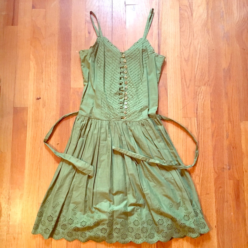 Green Dress with Eyelet Details